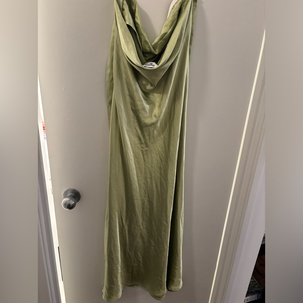 Princess Polly Satin Backless Maxi Dress in Light Green - Picture 3 of 5